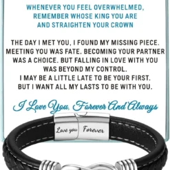 Coolvy Husband Gifts From Wife, To My Man I Love You Forever And Always Bracelet, Mens Braided Leather Bracelets, Boyfriend Anniversary Birthday Christmas Fathers Gifts For Men