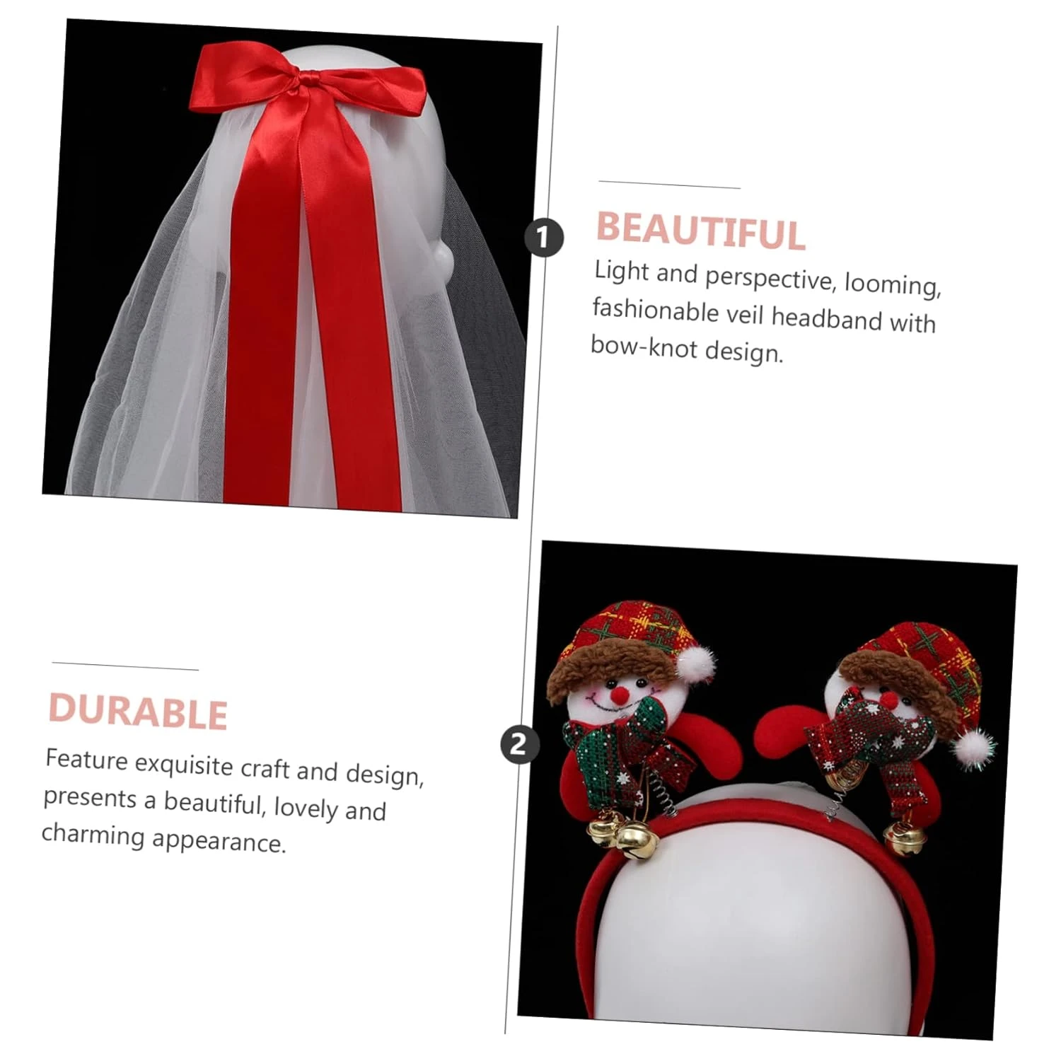 Amosfun 1 Set Veil Bow Girls Headband Costumes For Girls Womens Head Bands Jungle Animal Headbands Christmas Veil Christmas Head Boppers Girls Veil Headband Christmas Veil Bow Headwear 6 Amosfun 1 Set Veil Bow Girls Headband Costumes For Girls Womens Head Bands Jungle Animal Headbands Christmas Veil Christmas Head Boppers Girls Veil Headband Christmas Veil Bow Headwear - Image 4