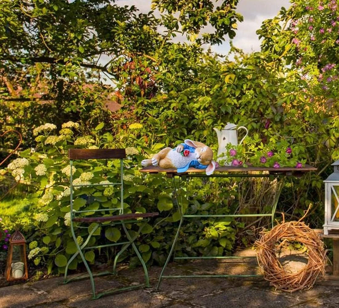 IRonrain Garden Statues Rabbit, Fantasy Bunny Outdoor Art Décor Animal Figurines Ornament For Thanksgiving Day, Christmas Statue Decorations For Garden Yard Lawn Indoor Sculpture (Blue) 8 IRonrain Garden Statues Rabbit, Fantasy Bunny Outdoor Art Décor Animal Figurines Ornament For Thanksgiving Day, Christmas Statue Decorations For Garden Yard Lawn Indoor Sculpture (Blue) - Image 6