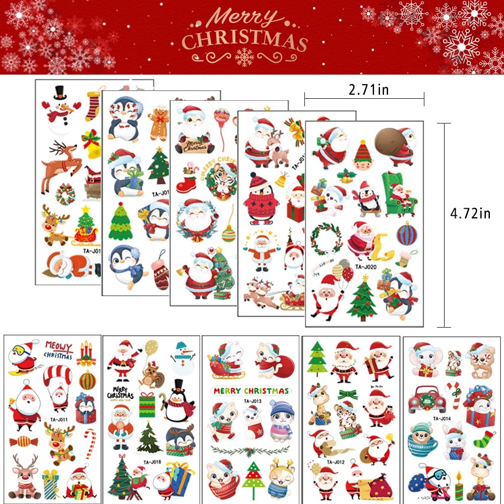 Christmas Temporary Tattoo Santa Claus Kids Tattoo Stickers 116 Pieces Waterproof Reindeer Candy Tree Socks Fake Tattoos Decoration For Girls Christmas Gift Makeup Party Face Body Tattoo Accessories 9 Christmas Temporary Tattoo Santa Claus Kids Tattoo Stickers 116 Pieces Waterproof Reindeer Candy Tree Socks Fake Tattoos Decoration For Girls Christmas Gift Makeup Party Face Body Tattoo Accessories - Image 7