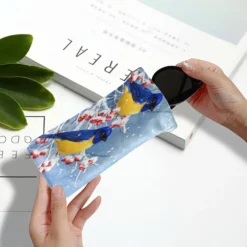 OTVEE Winter Christmas Yellow Birds Sunglasses Bag Eyeglass Case Large Soft PU Leather Glasses Pouch Storage Bag Holder Squeeze Top Portable Sunglasses Case Gadgets Sleeve Bag For Women Men Kids Girls -Xmas Mart Sales 71K2UV8DML. AC UL1500