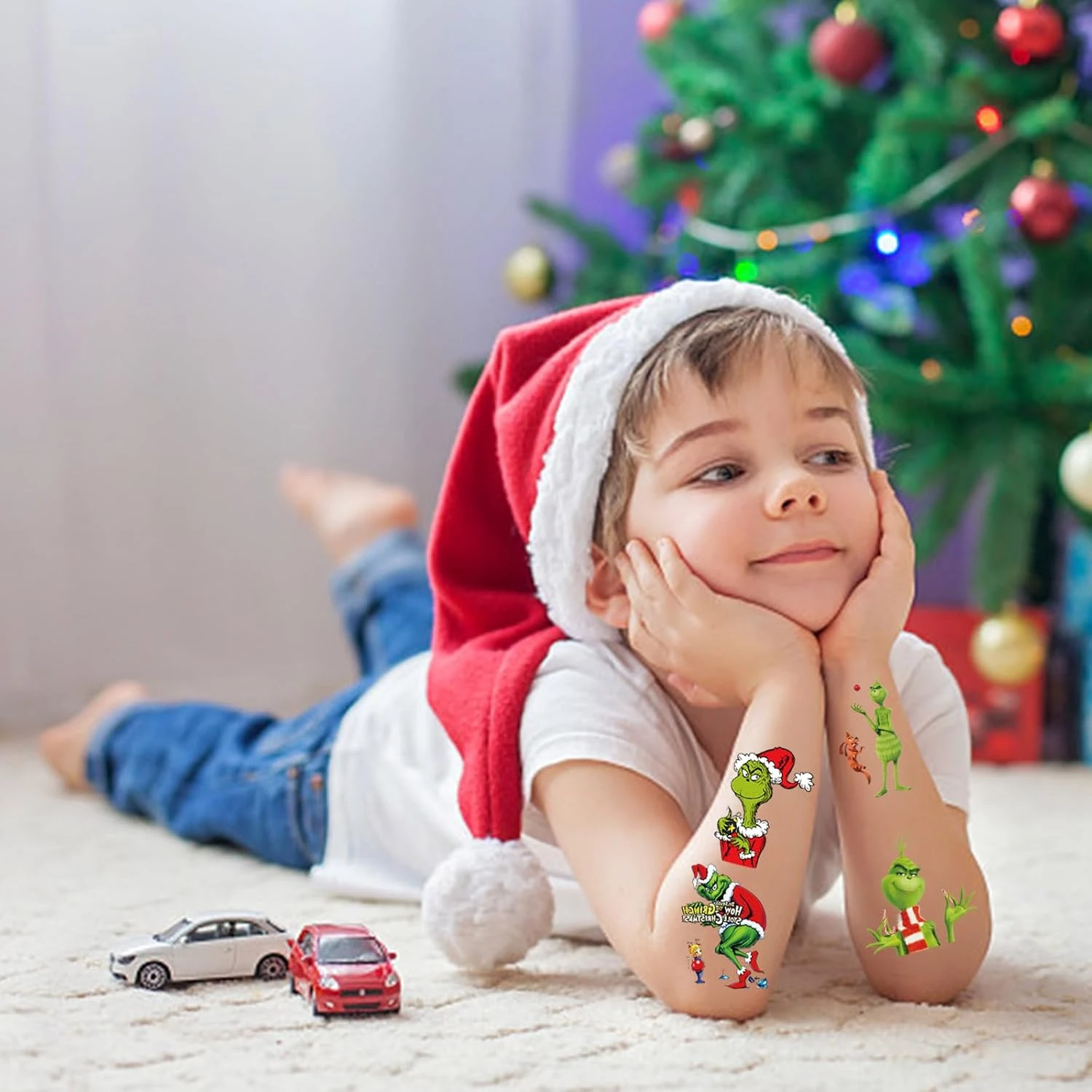 Grinch Christmas Birthday Party Supplies, 34Pcs Temporary Tattoos Party Favors, Removable Skin Safe, Fake Tattoo Stickers For Goody Bag Treat Bag Stuff For Christmas Birthday Party Gifts Add Some Magic To Your Look 7 Grinch Christmas Birthday Party Supplies, 34Pcs Temporary Tattoos Party Favors, Removable Skin Safe, Fake Tattoo Stickers For Goody Bag Treat Bag Stuff For Christmas Birthday Party Gifts Add Some Magic To Your Look - Image 5