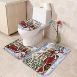 Libaoge Bathroom Mat Sets 3 Piece/Set Rugs Merry Christmas Happy Snowman And Red Truck Memory Foam Mat Set Matches Anti-Skid Absorbent Toilet Seat Cover Bath Mat Lid Cover 18"x30"+14"x18"+15"x18" -Xmas Mart Sales 71KsABVvepL. AC SL1200