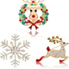 NVENF Christmas Brooch Pins Girls Xmas Elk Reindeer Pins Set Festive Holiday Snowflake Brooches For Woman Party Ornaments Christmas Gift