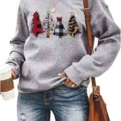 Barlver Women Christmas Fleece Sweaters Long Sleeve Fuzzy Sweatshirts Holiday Graphic Shirts