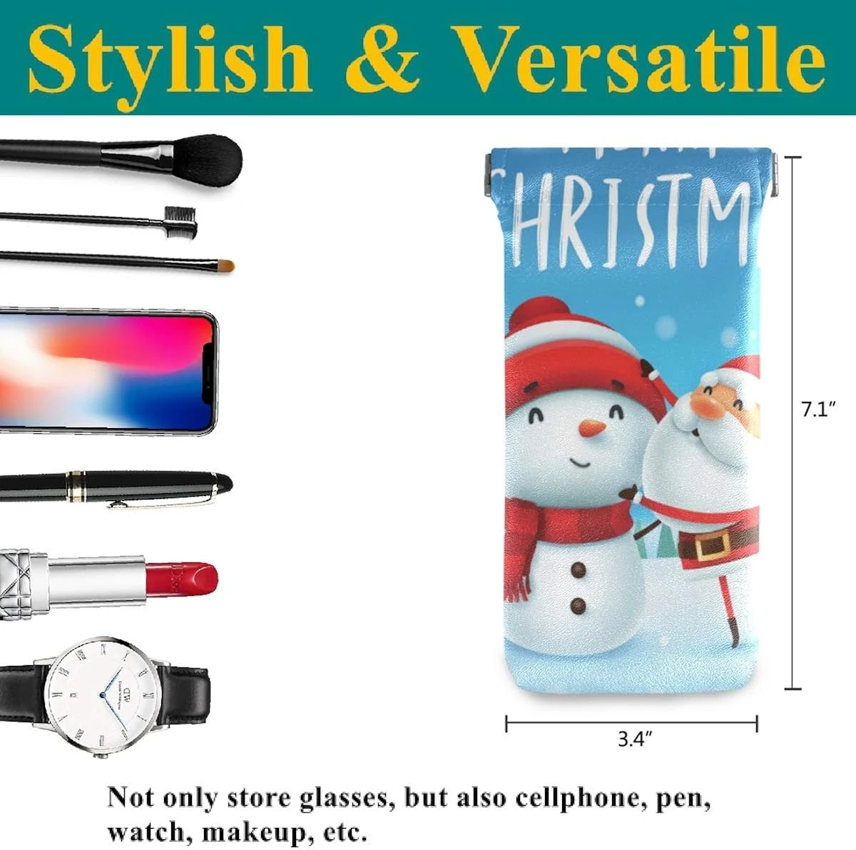 Glasses Pouch Eyeglasses Case - Christmas Santa Claus Snowman Squeeze Top Sunglasses Pouch Portable Microfiber Pouch For Women 4 Glasses Pouch Eyeglasses Case - Christmas Santa Claus Snowman Squeeze Top Sunglasses Pouch Portable Microfiber Pouch For Women - Image 2