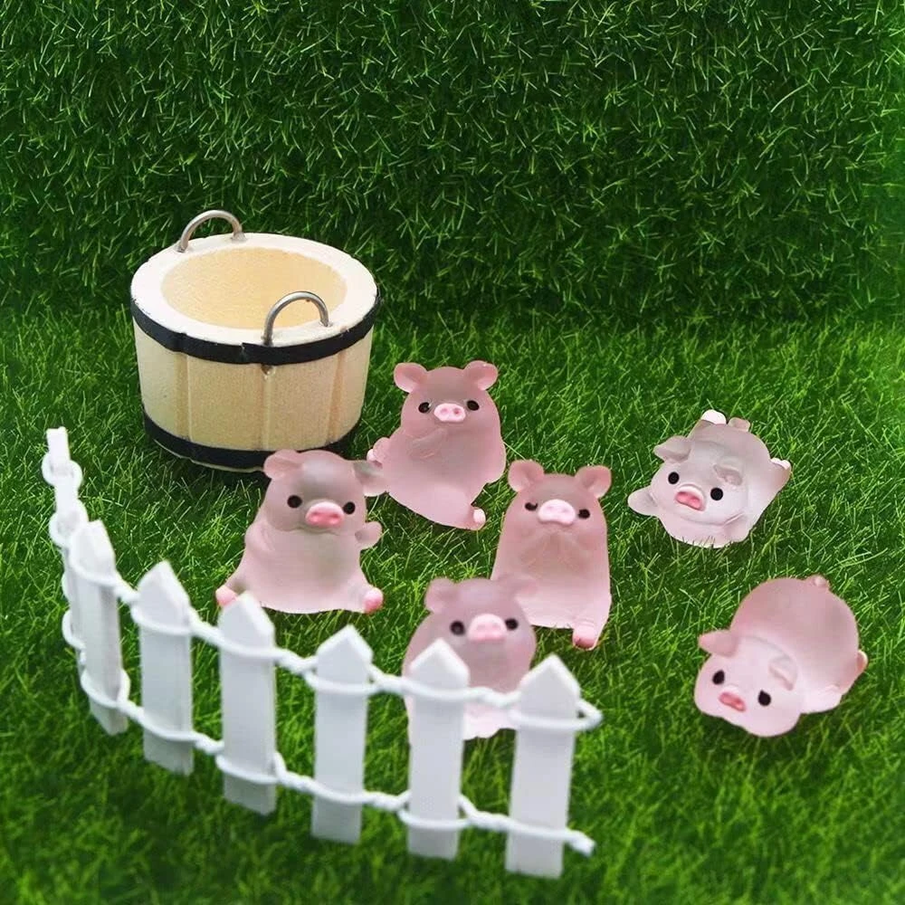 HYG 30 Pieces Of Mini Resin Luminous Rabbit Mini Portrait Mini Fairy Garden Landscape Aquarium Decoration Potted Plant Decoration DIY Christmas Birthday Party Slime Amulet. (Luminous Pig) 4 HYG 30 Pieces Of Mini Resin Luminous Rabbit Mini Portrait Mini Fairy Garden Landscape Aquarium Decoration Potted Plant Decoration DIY Christmas Birthday Party Slime Amulet. (Luminous Pig) - Image 2