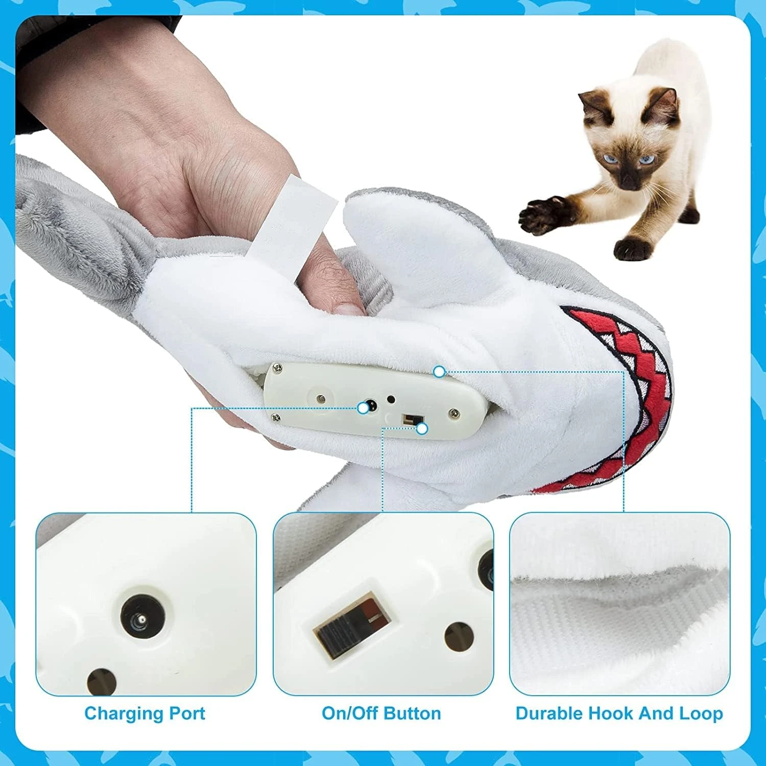 SCENEREAL Flopping Fish Cat Toy For Interactive, Automatic Moving Cat Toys, Electric Shark Shape Cat Toys Christmas Chew Supplies For Indoor Cats 8 SCENEREAL Flopping Fish Cat Toy For Interactive, Automatic Moving Cat Toys, Electric Shark Shape Cat Toys Christmas Chew Supplies For Indoor Cats - Image 6