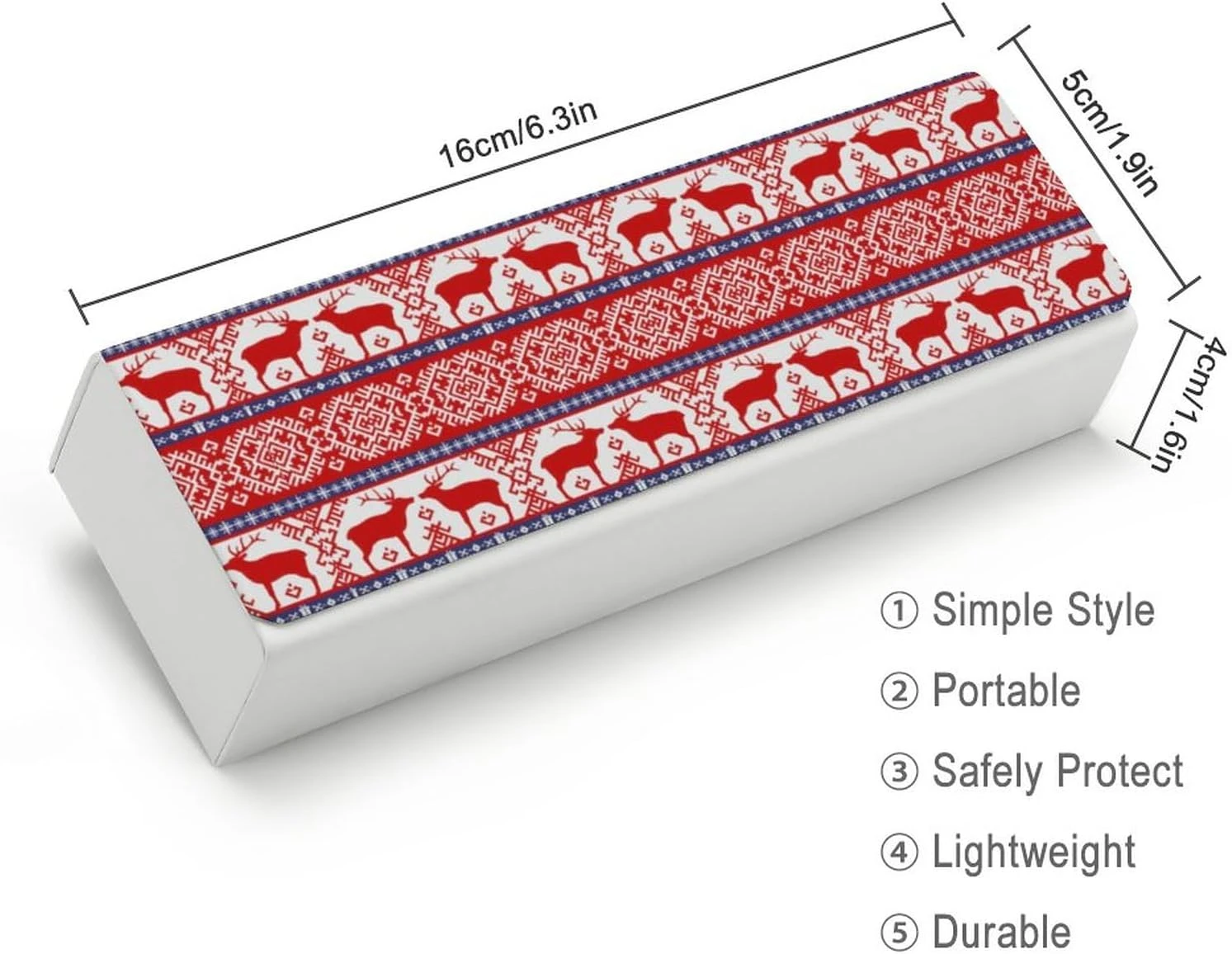Christmas Folk Pattern With Deer Unisex Glasses Case Portable Fashion Protective Box Eye Glasses Holder Container 4 Christmas Folk Pattern With Deer Unisex Glasses Case Portable Fashion Protective Box Eye Glasses Holder Container - Image 2