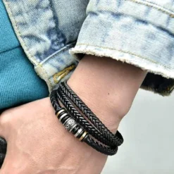 Braided Leather Bracelets For Men, Mens Leather Bracelet With Stainless Steel Magnetic Clasp Bangle Bracelet Wristband Christmas Graduation Birthday Back To School Gifts For Son Grandson -Xmas Mart Sales 71NMxlUYfYL. AC UL1500