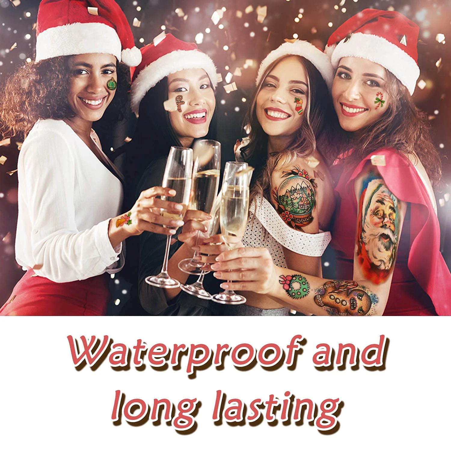 Metuu Novel Christmas Temporary Tattoos,40 Sheets Forearm Face Hand Cute Funny Christmas Tattoos For Men Women Kids, Large Snowman Santa Claus Christmas Tree Glass Ball Reindeer Elk Colorful Realistic Christmas Decoration Waterproof Fake Temp Tattoo Stickers 7 Metuu Novel Christmas Temporary Tattoos,40 Sheets Forearm Face Hand Cute Funny Christmas Tattoos For Men Women Kids, Large Snowman Santa Claus Christmas Tree Glass Ball Reindeer Elk Colorful Realistic Christmas Decoration Waterproof Fake Temp Tattoo Stickers - Image 5