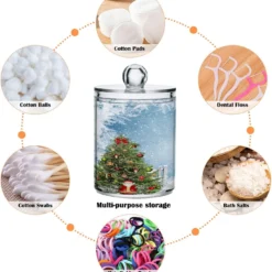 Kigai Clear Bathroom Container, Christmas Pattern Cotton Swab Ball Cans, Clear Plastic Acrylic Jar For Cotton Swabs, Cotton Balls, Dental Floss, Bath Salts, 4 Pack Of 13.6 OZ -Xmas Mart Sales 71Nbk2KzJ1L. AC SL1500