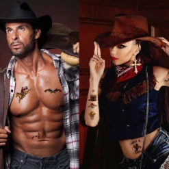 ANIUVOT Western Temporary Tattoos Cowboy Cowgirl Kids Birthday Party Favors 12 Sheets, Rodeo Bachelorette Tattoos, Giddy Up Bach Party Decorations, Children Goody Bag Fillers For Halloween Christmas -Xmas Mart Sales 71O0oUYMfuL. SL1200