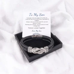 To My Son/Grandson Bracelet, Forever Linked Together Braided Leather Bracelet, Stainless Steel Magnetic Closure Leather Knot Cuff Wristband, Back To School Gifts Christmas Gifts Birthday Gifts -Xmas Mart Sales 71OAiR0c72L. AC UL1500