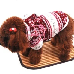 ZUNEA Velvet Small Dog Cat Coat Jacket Hooded Warm,Puppy Christmas Sweater Xmas Costume Pet Winter Jumper Soft Chihuahua Clothes Apparel Red L