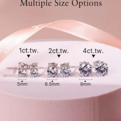 Stud Earrings For Women Men Girl, FCINOS 18K White Gold Plated S925 Sterling Silver 1/2/4 CT D Color VVS1 Clarity Round Cut Moissanite Lab Created Diamond Earrings Promise Birthday Christmas Gift -Xmas Mart Sales 71P5N53oLML. AC UL1500