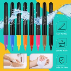 Temporary Tattoo Body Markers For Skin With 10 Tattoo Pen And 4 Tattoo Stencils Tattoo Kit Tattoo Markers For Teen Girls Boys Adult Kids Fancy Dress Christmas Gifts -Xmas Mart Sales 71PG4dqpLQL. SL1500