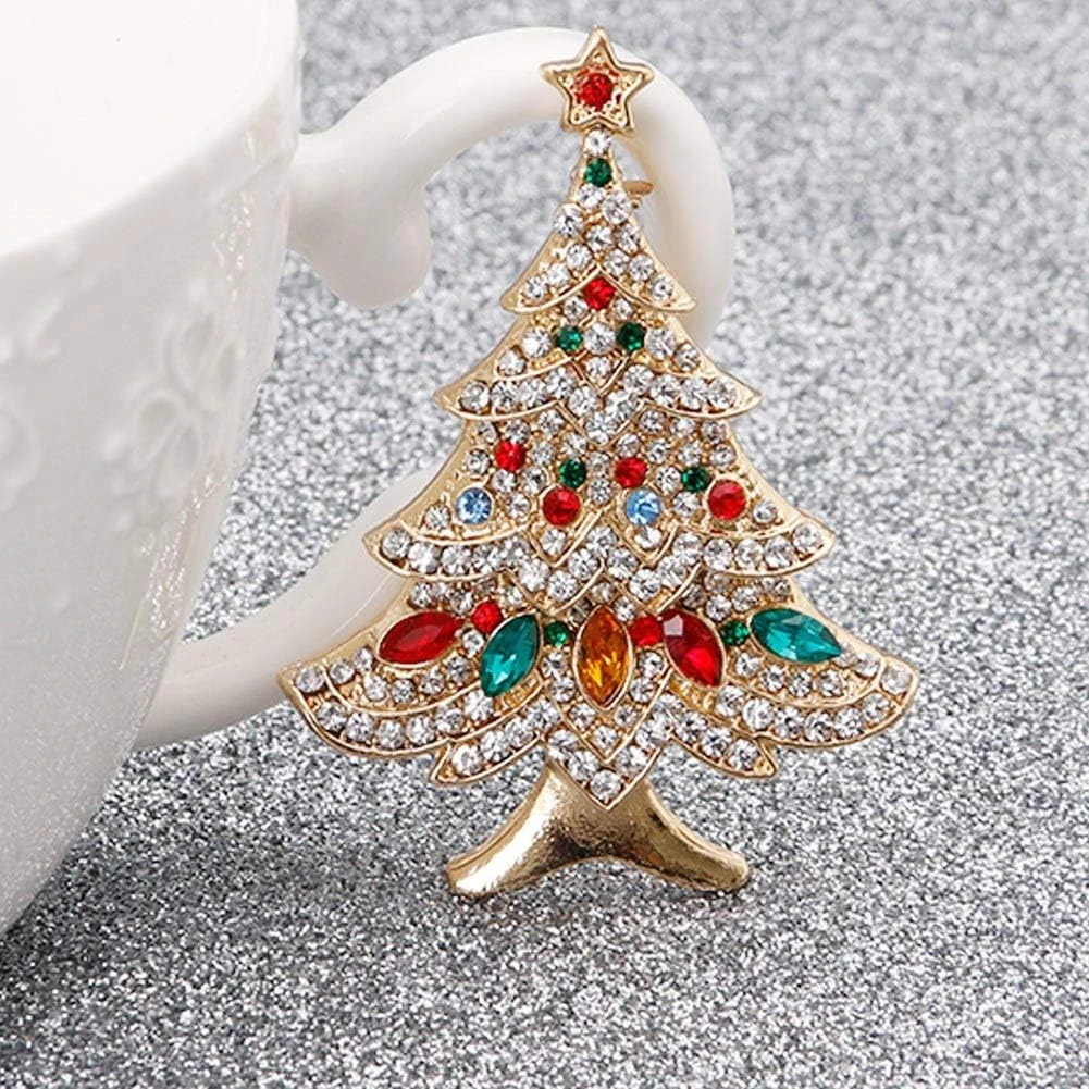 SCASTOE Vintage Colored Christmas Tree Rhinestone Brooch Pin Wedding Party Jewelry 5 SCASTOE Vintage Colored Christmas Tree Rhinestone Brooch Pin Wedding Party Jewelry - Image 3