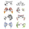 8 Pcs Halloween Temporary Stickers Waterproof Face Tattoos Women Masquerade Face Tattoo Glitter Flower Leaf Star Makeup Eye Forehead Body Sticker Cosplay Costume Dress Up Christmas Party Supplies