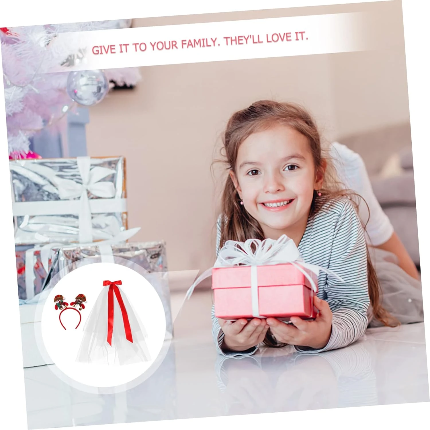 Amosfun 1 Set Veil Bow Tiara For Girls Bride Veils For Wedding Costumes Christmas Costume Accessories Antler Hairband Christmas Veil Mesh Christmas Hair Accessory Girls Veil Headband 4 Amosfun 1 Set Veil Bow Tiara For Girls Bride Veils For Wedding Costumes Christmas Costume Accessories Antler Hairband Christmas Veil Mesh Christmas Hair Accessory Girls Veil Headband - Image 2