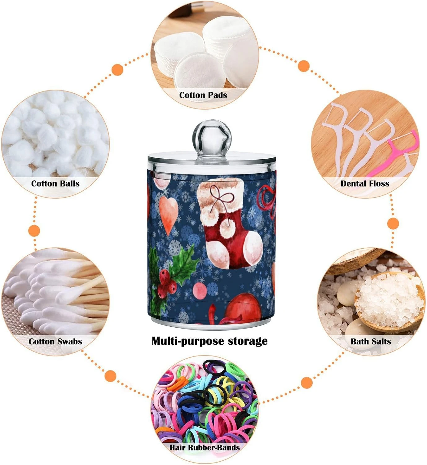 Kigai Clear Bathroom Container, Christmas Stocking Cotton Swab Ball Cans, Clear Plastic Acrylic Jar For Cotton Swabs, Cotton Balls, Dental Floss, Bath Salts, 4 Pack Of 13.6 OZ 6 Kigai Clear Bathroom Container, Christmas Stocking Cotton Swab Ball Cans, Clear Plastic Acrylic Jar For Cotton Swabs, Cotton Balls, Dental Floss, Bath Salts, 4 Pack Of 13.6 OZ - Image 4