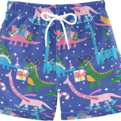 Christmas Funny Dinosaurs Boys Swim Trunks Cartoon Xmas Tree Toddler Beach Board Shorts Baby Summer Bathing Suit 2T
