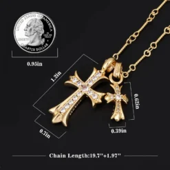 Cross Necklace 14k Gold Plated/Sterling Silver Double Cross Pendant CZ,Cubic Zirconia Cross Necklaces For Women Men Boy Jewelry Birthday Christmas Gifts -Xmas Mart Sales 71PpFTW8L. AC UL1500