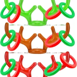 IGeeKid 3 Set Total 15 Pieces Inflatable Reindeer Antler Ring Toss Game For Christmas Party Supplies Xmas Target Game Toys Christmas Stock Stuffer Christmas Party Games (3 Antlers 12 Rings) -Xmas Mart Sales 71QYN3MZrRL. AC UL1500