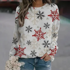 JPVDPA Womens Ugly Sweater Christmas Party Shirts Funny Cute Xmas Snowman Tops Novelty Gnome Printed Crewneck Sweatshirts -Xmas Mart Sales 71Qma7FjyDL. AC UL1500