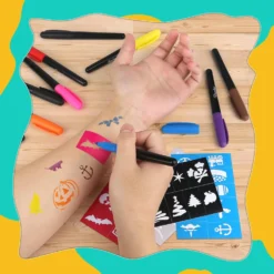 Temporary Tattoo Body Markers For Skin With 10 Tattoo Pen And 4 Tattoo Stencils Tattoo Kit Tattoo Markers For Teen Girls Boys Adult Kids Fancy Dress Christmas Gifts -Xmas Mart Sales 71QrliRVcGL. SL1500