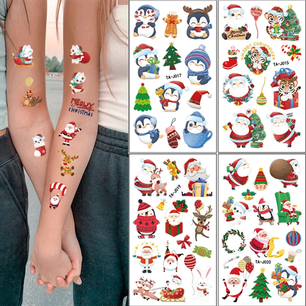 Christmas Temporary Tattoo Santa Claus Kids Tattoo Stickers 116 Pieces Waterproof Reindeer Candy Tree Socks Fake Tattoos Decoration For Girls Christmas Gift Makeup Party Face Body Tattoo Accessories 7 Christmas Temporary Tattoo Santa Claus Kids Tattoo Stickers 116 Pieces Waterproof Reindeer Candy Tree Socks Fake Tattoos Decoration For Girls Christmas Gift Makeup Party Face Body Tattoo Accessories - Image 5
