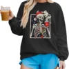 IZYJOY Women Christmas Skeleton Coffee Sweatshirts Xmas Santa Drinking Hot Coffee Skull Graphic Tee Oversized Pullover Top -Xmas Mart Sales 71R4jNnRb8L. AC UL1500
