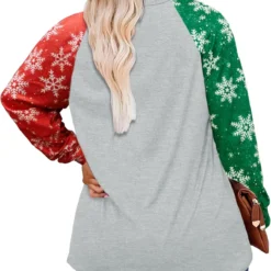Plus Size Merry Christmas Shirts Women Plaid Snowflake Christmas Sweatshirt Long Sleeve Holiday Baseball Tee Tops -Xmas Mart Sales 71RJx0uV9cL. AC UL1500