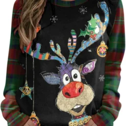 Christmas Shirts For Women Graphic Letter Cute Print Pullover Casual Long Sleeve Tops Sweater Sweatshirt Tshirts