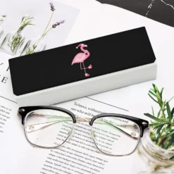 Cute Pink Flamingo Christmas Eyeglass Case PU Leather Portable Sunglass Case Glasses Pouch Storage Box For Women Men -Xmas Mart Sales 71S1afC5o6L. AC SL1500
