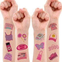 GENERIC 8 Sheets (96PCS) Y2K 2000 Temporary Tattoos For Teen Girls, Birthday Party Decorations Supplies Party Favors 00s Pink Cute Gifts Classroom School Prizes Themed Christmas -Xmas Mart Sales 71S9C9kGCL. SL1500