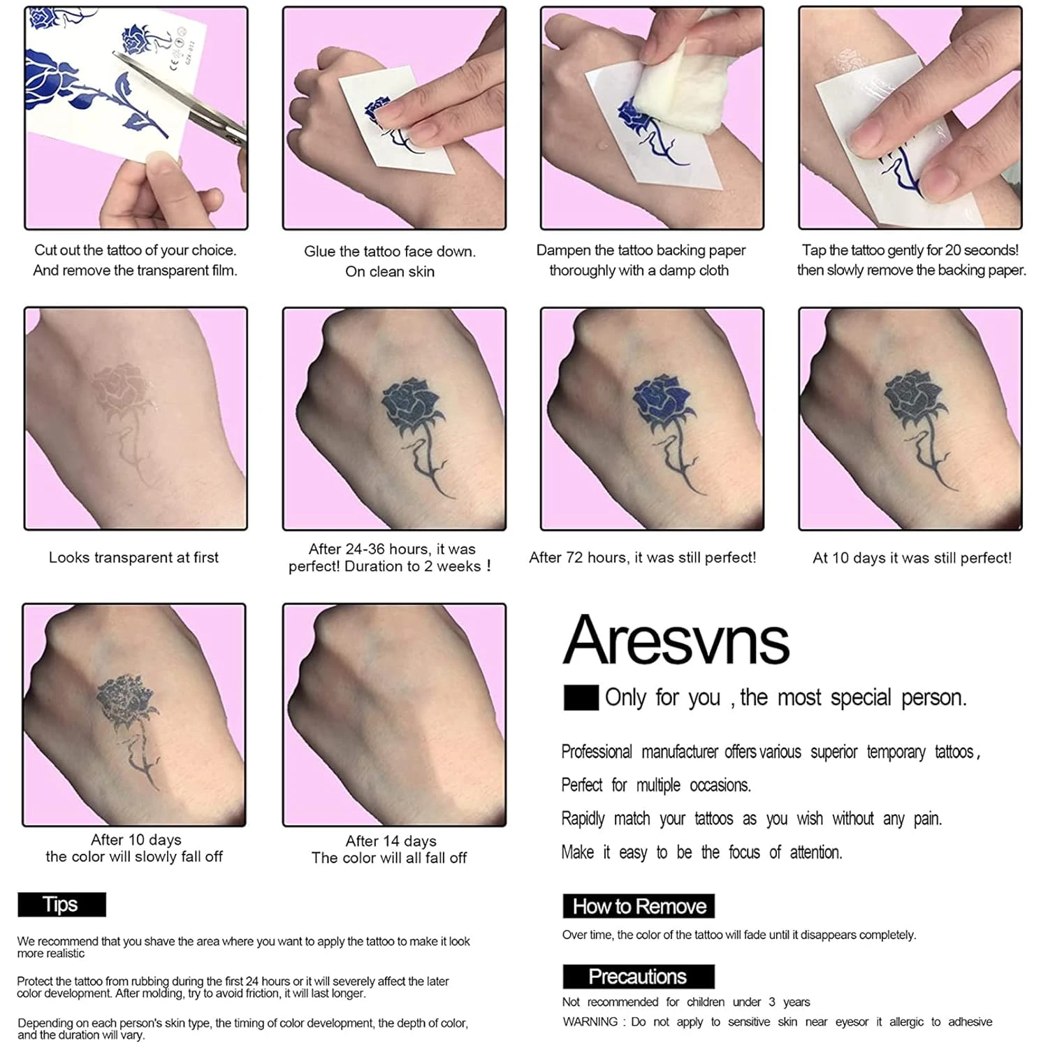 Aresvns Semi Permanent Tattoo For Men And Women,Waterproof And Long-Lasting 2 Weeks Tattoos, Realistic Fake Tattoos Stickers Christmas Gift 7 Aresvns Semi Permanent Tattoo For Men And Women,Waterproof And Long-Lasting 2 Weeks Tattoos, Realistic Fake Tattoos Stickers Christmas Gift - Image 5