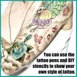 MIELIKKI Temporary Tattoo Pen, Removable Body Tattoo Markers, 10 Tattoo Pens + 2 Tattoos Stickers, Skin Safe Face Paint Tattoo Kits, Halloween Christmas Gifts For Teenage Girls Boys Adults -Xmas Mart Sales 71Smibe1GLL. SL1500