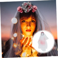 Amosfun 1Pc Halloween Headband Christmas Ornaments Headwear For Women Girls Veil Flower Veil Headband Halloween Bloody Decorations Halloween Party Headband Plastic Cosmetic Costume Demon -Xmas Mart Sales 71TPHzBAeCL. SL1500