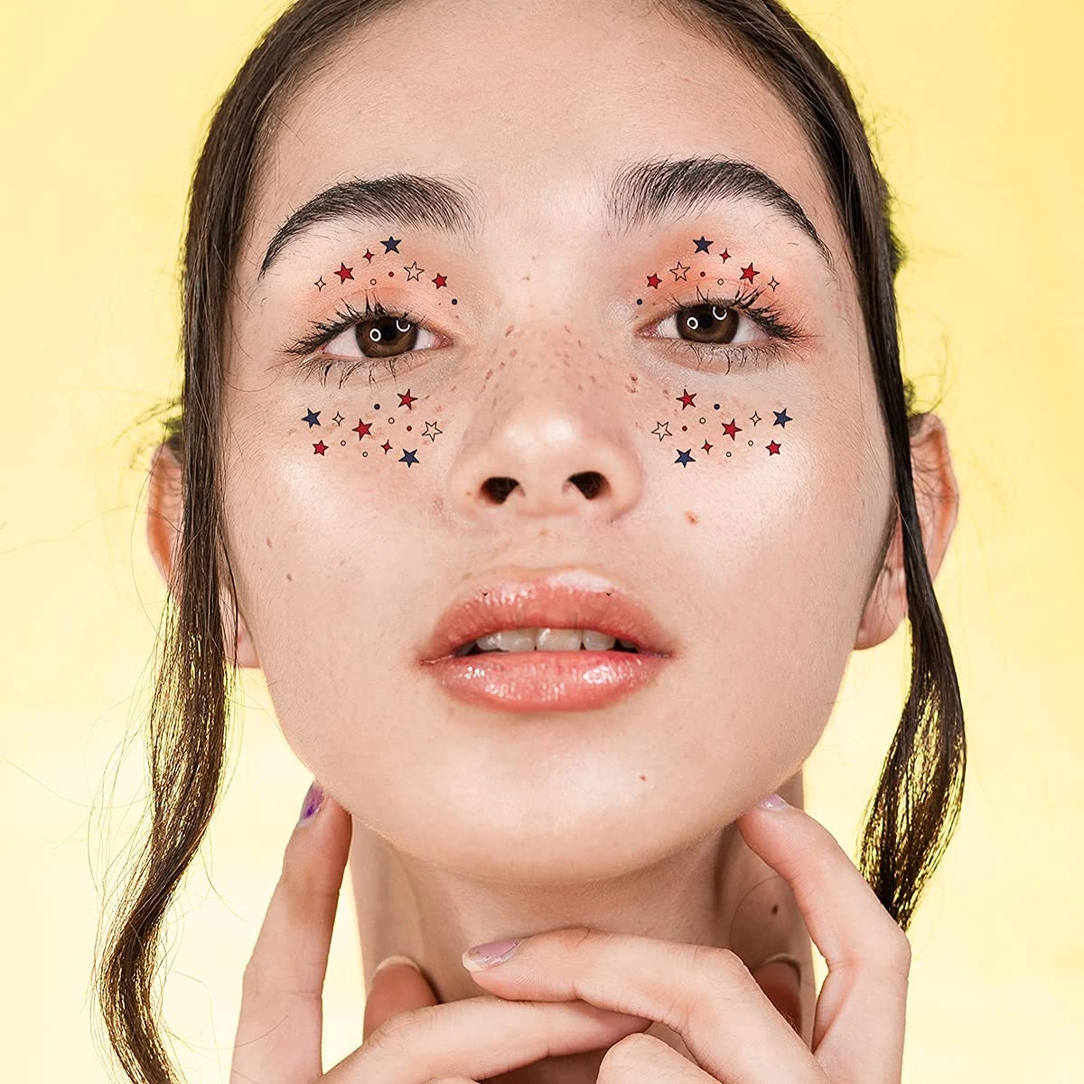 Small Temporary Tattoos Set 6 Sheets Kids Fake Face Stickers Star Flower Art Tattoos Kit Girls Women Boys Adult Teens Toddlers Patriotic Freckle Christmas Birthday Party Favor Supplies Gift 6 Small Temporary Tattoos Set 6 Sheets Kids Fake Face Stickers Star Flower Art Tattoos Kit Girls Women Boys Adult Teens Toddlers Patriotic Freckle Christmas Birthday Party Favor Supplies Gift - Image 4