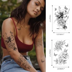 Aresvns Sexy Flower Temporary Tatttoos Realistic For Women,Black Lasting Waterproof Fake Tattoos For Adults Christmas Gift -Xmas Mart Sales 71Teb RzucL. SL1500