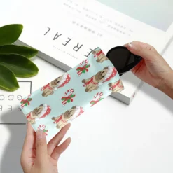 OTVEE Funny Christmas Pug Sunglasses Bag Eyeglass Case Large Soft PU Leather Glasses Pouch Storage Bag Holder Squeeze Top Portable Sunglasses Case Gadgets Sleeve Bag For Women Men Kids Girls Boys -Xmas Mart Sales 71To01opQzL. AC UL1500