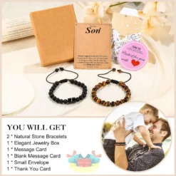 MONOZO Gifts For Men Boy - 8mm Tiger Eye & Black Agate Stone Beaded Bracelet Adjustable Initial Bracelets Birthday Christmas Valentines Fathers Day Jewelry Gifts For Dad Son Men Boys Husband Boyfriend -Xmas Mart Sales 71UQ9PByLL. AC UL1500