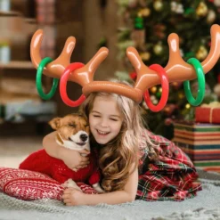 KOSIMI 4 Pcs Antlers Ring Hook Game Party Inflatable Reindeer, Christmas Party Antler Hat Games For Kids Adults Family Indoor Outdoor Carnival Xmas Games (4 Antlers 16 Rings) -Xmas Mart Sales 71UjteKSwwL. AC UL1500