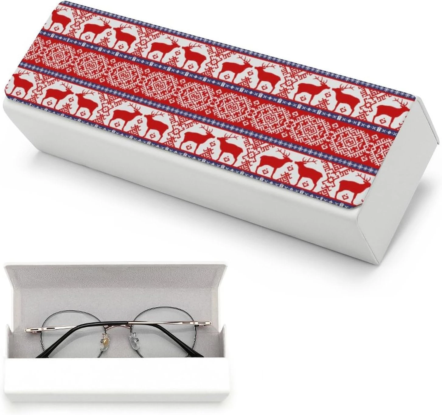 Christmas Folk Pattern With Deer Unisex Glasses Case Portable Fashion Protective Box Eye Glasses Holder Container 7 Christmas Folk Pattern With Deer Unisex Glasses Case Portable Fashion Protective Box Eye Glasses Holder Container - Image 5