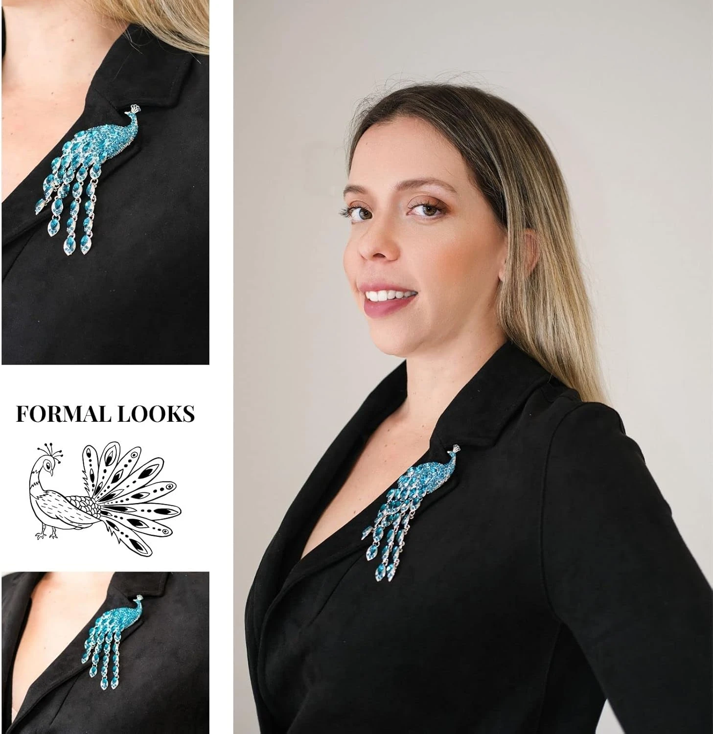 GENERIC FABMODE Rhinestone Peacock Brooch Pin, Handmade Exquisite Exaggerated Jewelry Big Blue Green Crystal Bird Animal Brooches Lapel Collar Suit Shirt Coat Pins Elegant Dress Accessories Wedding Christmas Birthday Valentine Jewelry Gift For Women Fashion Girls Mom Girlfriend (B) 6 GENERIC FABMODE Rhinestone Peacock Brooch Pin, Handmade Exquisite Exaggerated Jewelry Big Blue Green Crystal Bird Animal Brooches Lapel Collar Suit Shirt Coat Pins Elegant Dress Accessories Wedding Christmas Birthday Valentine Jewelry Gift For Women Fashion Girls Mom Girlfriend (B) - Image 4