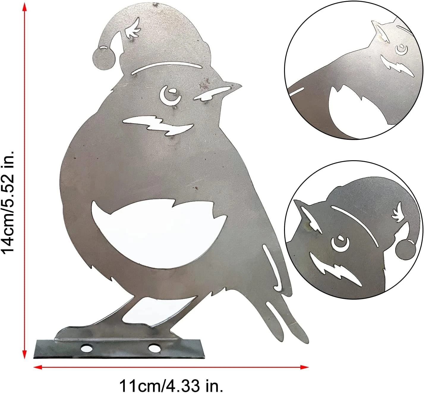 Reagia Metal Bird Decoration With Christmas Hat, Robin Statue Metal Garden Birds Outdoor Decor Garden Bird Ornaments Perfect Robin Gifts For Garden, Trees, And Fences (Christmas Hat) 8 Reagia Metal Bird Decoration With Christmas Hat, Robin Statue Metal Garden Birds Outdoor Decor Garden Bird Ornaments Perfect Robin Gifts For Garden, Trees, And Fences (Christmas Hat) - Image 6