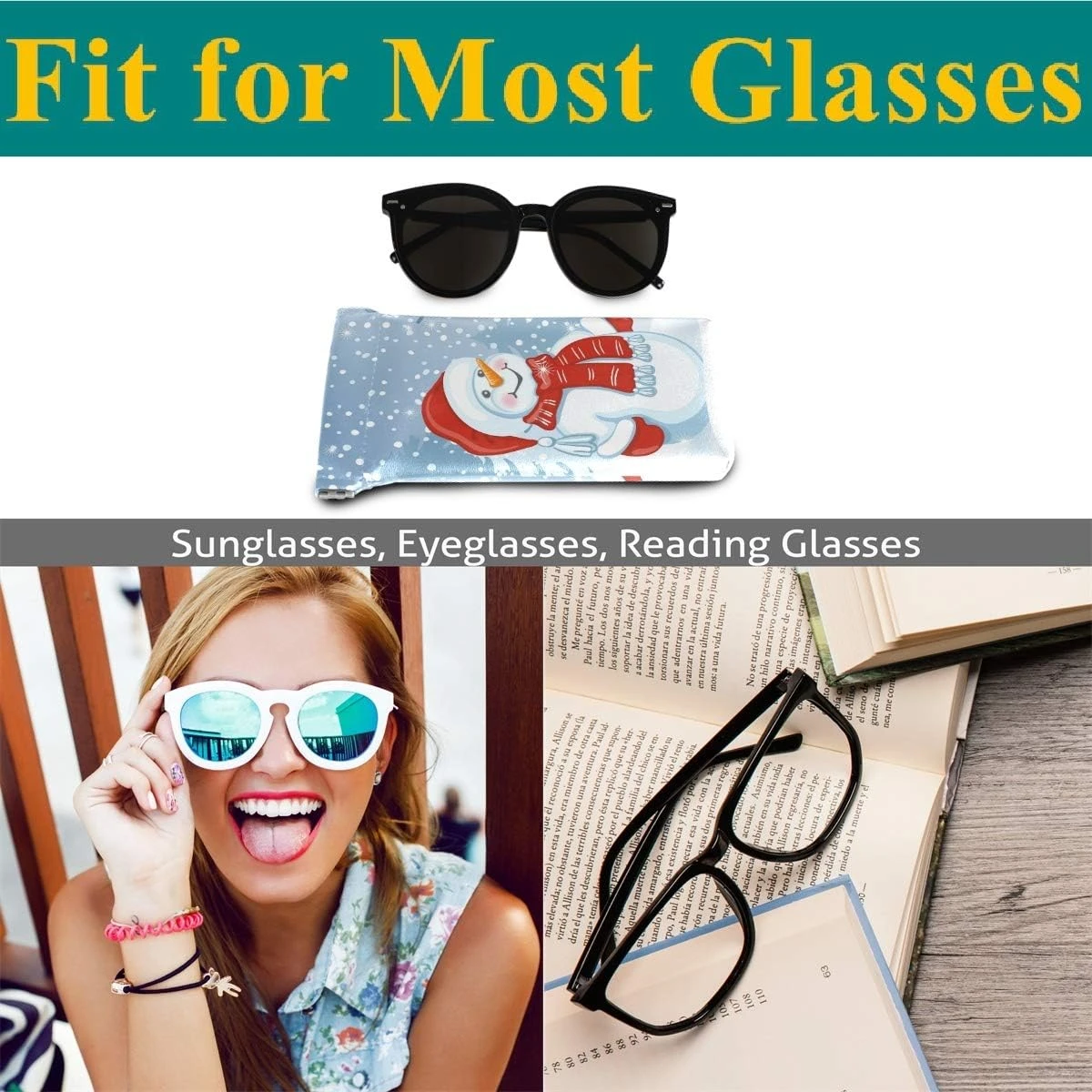 Glasses Pouch Eyeglasses Case - Christmas Snowman Santa Claus Squeeze Top Sunglasses Pouch Portable Anti-Scratch Eyeglasses Bag For Men Women 7 Glasses Pouch Eyeglasses Case - Christmas Snowman Santa Claus Squeeze Top Sunglasses Pouch Portable Anti-Scratch Eyeglasses Bag For Men Women - Image 5