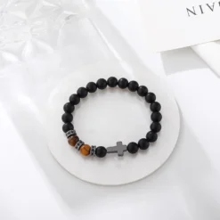 QWNHONEY Cross Bracelet For Men Father Dad Husband Son Brother Boyfriend Father's Day Birthday Graduation Anniversary Christmas Christian Black Tiger Eyes Beads Gift For Man -Xmas Mart Sales 71XWE8gtfL. AC UL1500