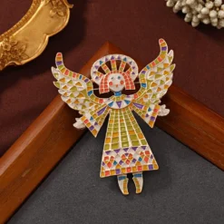 Vintage Colourful Angel Brooch Pin For Women Girls Geometric Gold Plated Enamel Cartoon Wing Lapel Pins Cute Dress Accessories Birthday Christmas Wedding Jewelry Gift -Xmas Mart Sales 71XaHcq9dKL. AC UL1000